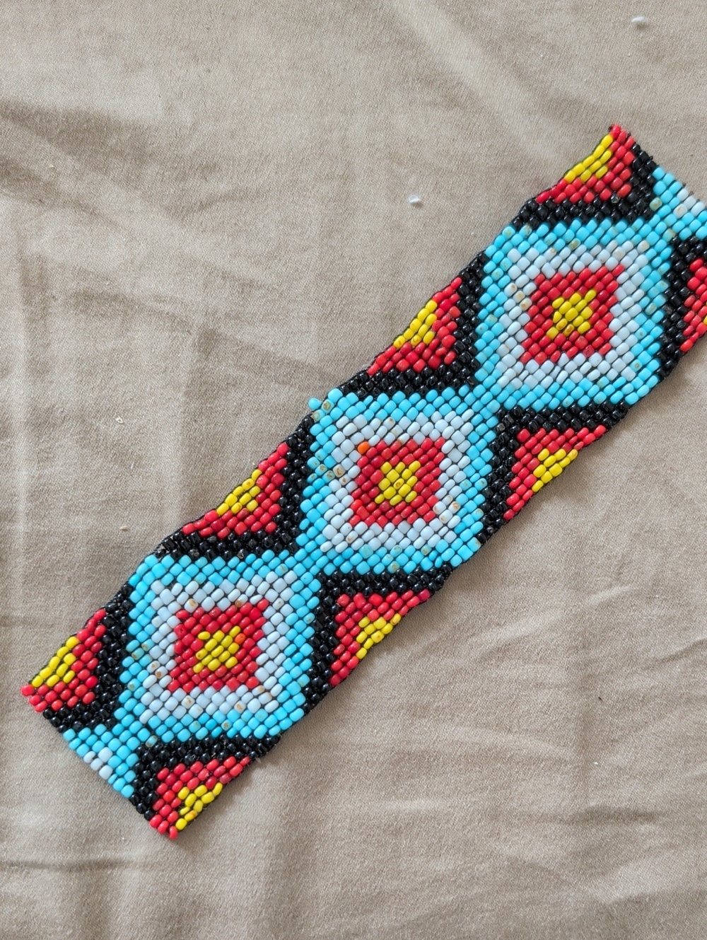 Handmade Multicolor Turquoise, Red & Yellow Panel For Crafting